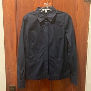 Derek Lam 10 Crosby Navy Blue Button Up